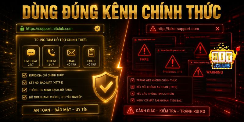 Chỉ liên hệ HitClub qua kênh chính thức